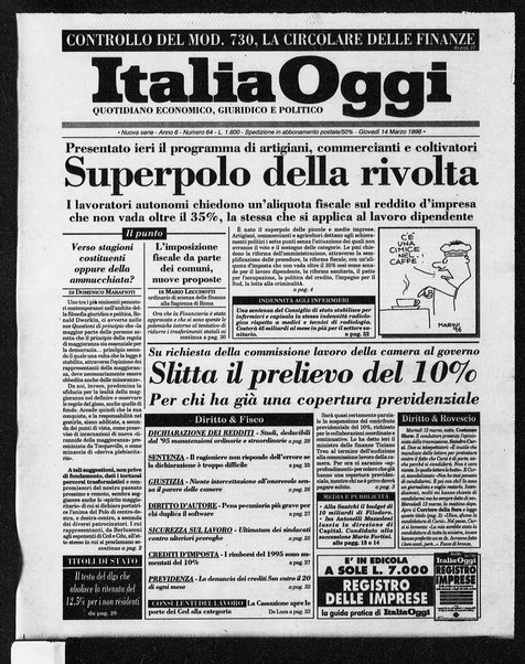 Italia oggi : quotidiano di economia finanza e politica